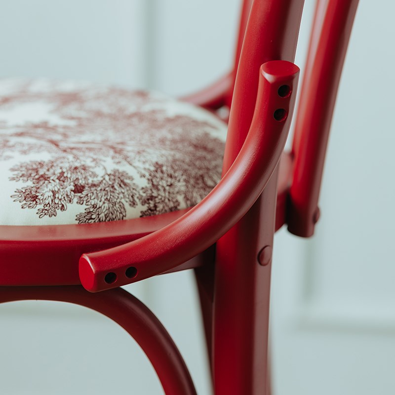 樱桃房间18号高脚椅餐椅国风红色实木靠背椅子吧台椅软包高脚凳子