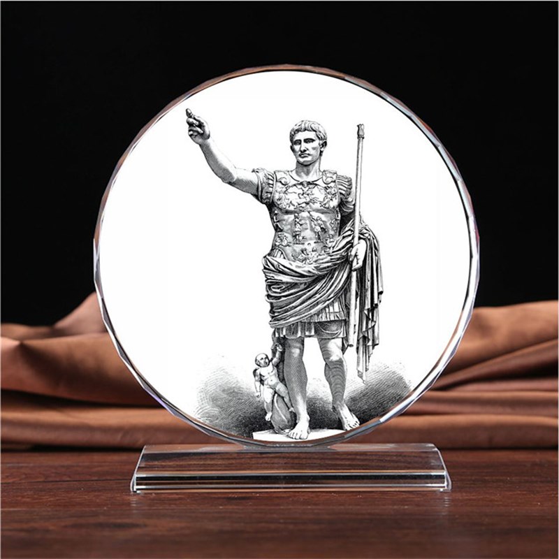 世界名人伽利略雷/哥白尼/奥古斯都画像纪念品珍藏水晶模型摆件