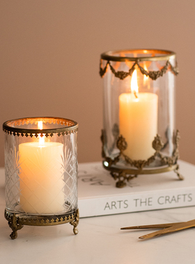 欧式黄铜玻璃果盘收纳桶托盘首饰盒纸巾盒相框镜子烛杯样板间摆件