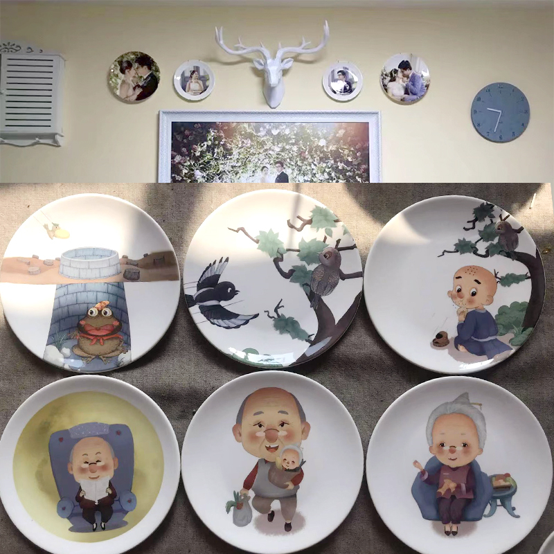 定制照片图案瓷盘子diy装饰挂盘定做logo毕业纪念艺术盘摆件活动