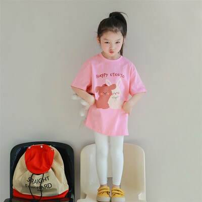 utouto大耳象女童撞色打底裤2024夏季新款女宝宝弹力裤子多色可选