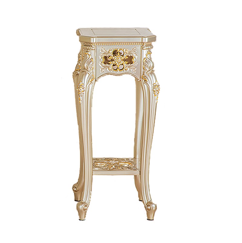 香槟金花架欧式艺术奢华置物架室内客厅架子仿制实木雕花多层包邮