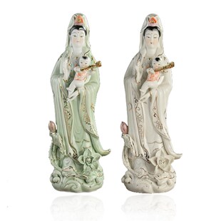 陶瓷求子观音菩萨佛像摆件观世音送子娘娘神像家居客厅工艺品供奉