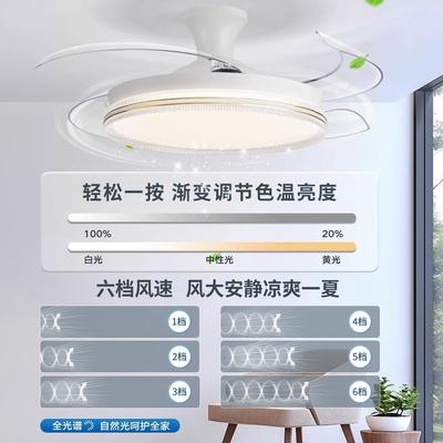 家饭厅吊扇灯SUW2025年新款吊灯家用一体形吊顾灯客厅卧室扇隐吊