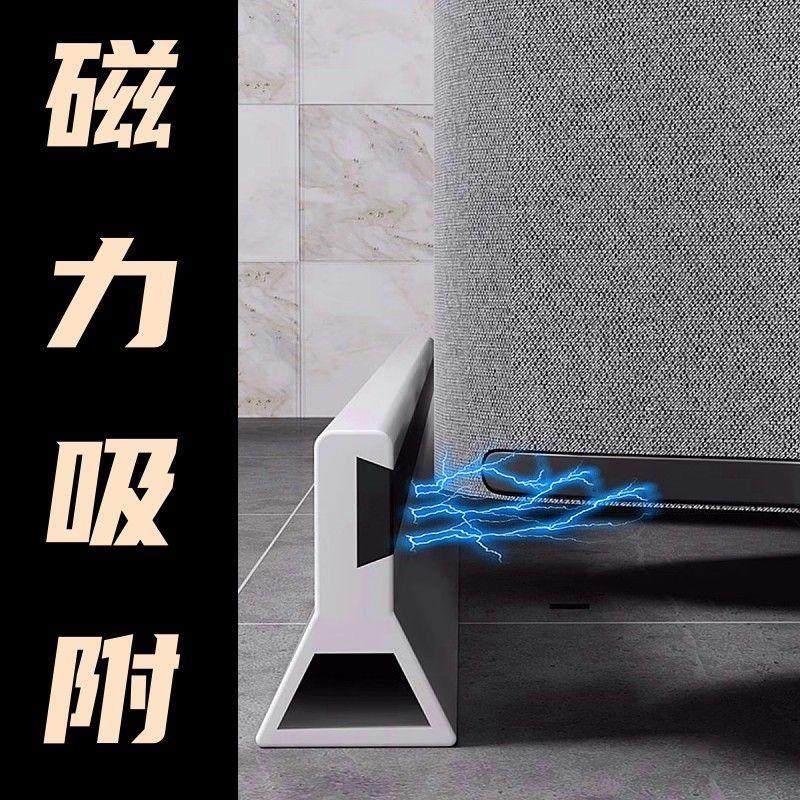 厚亚麻浴帘帘加间布d723Fie4浴室防断霉防水打孔套装卫生磁性干湿