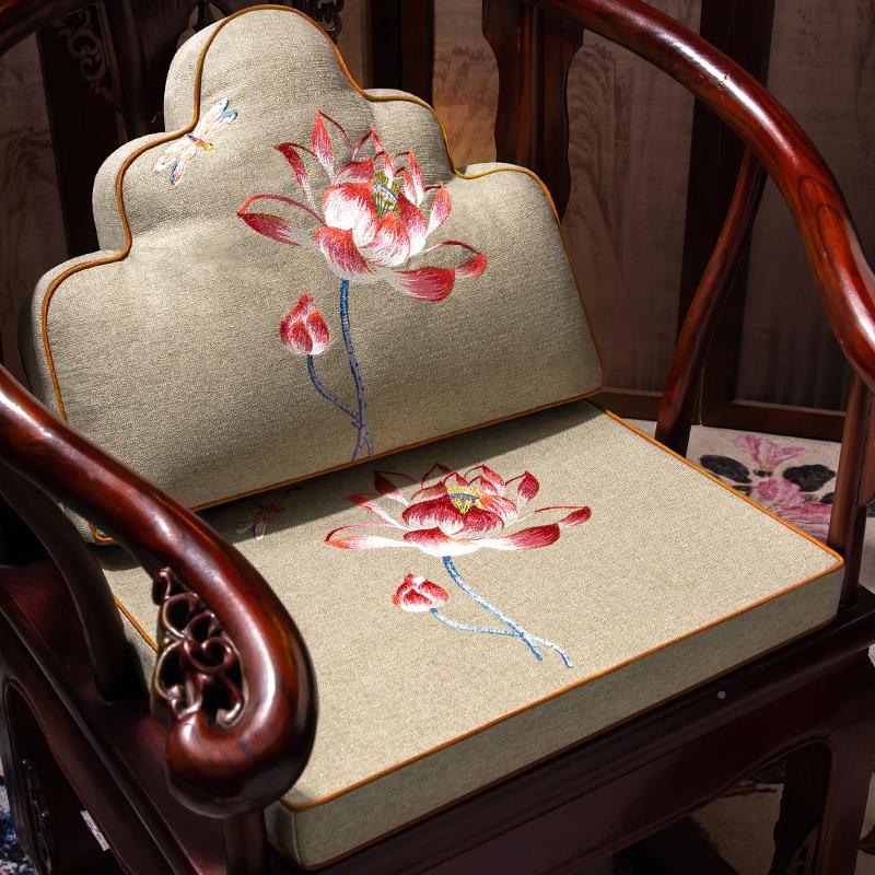 坐艺帛乾堂中式餐桌椅子子乳胶防垫家用实木椅垫滑红木餐椅垫茶椅