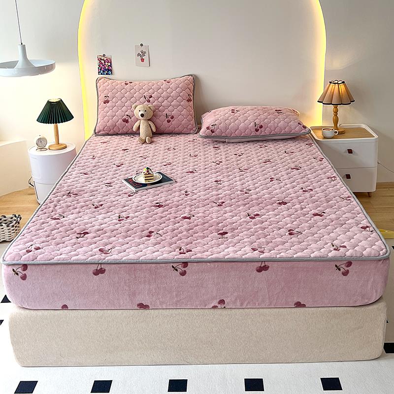 冬季夹棉加厚牛奶绒床笠罩单1件.8mzhenp021床垫套保护罩床防滑床