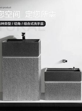 冠石汇室外石头洗手盆拖组ZH002把池合阳台池花园户外手水洗池台