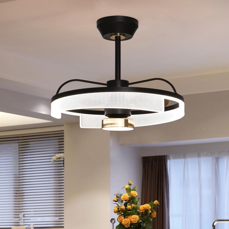 餐厅风扇灯北简室约现代卧变频摇头一AOSIBANG吊扇灯体家用饭欧厅