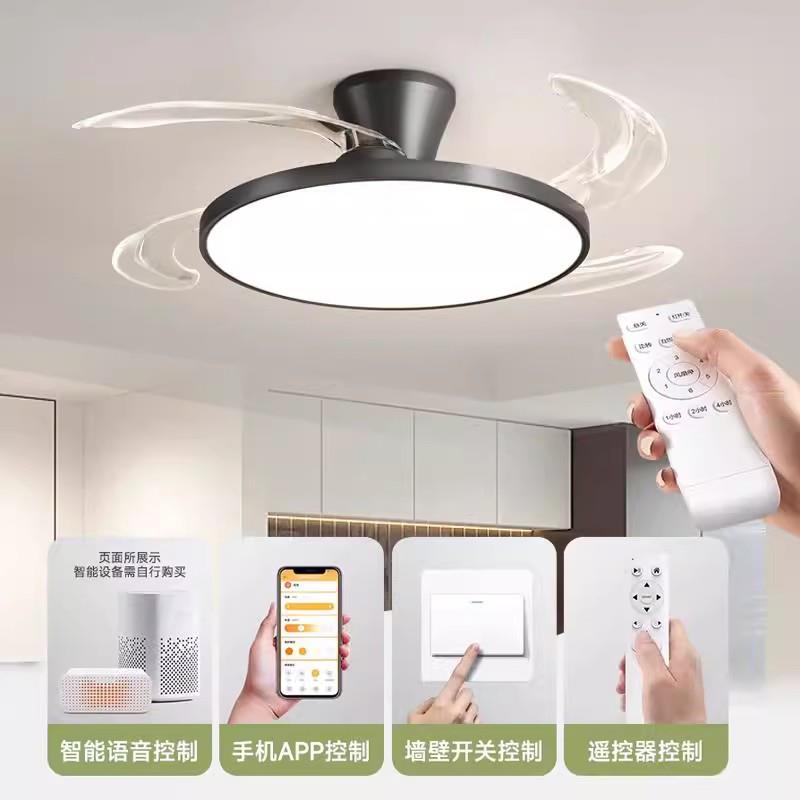 吊扇灯饭厅奥美优用家风超薄灯具卧室隐形电扇吊灯025新2款吊扇灯
