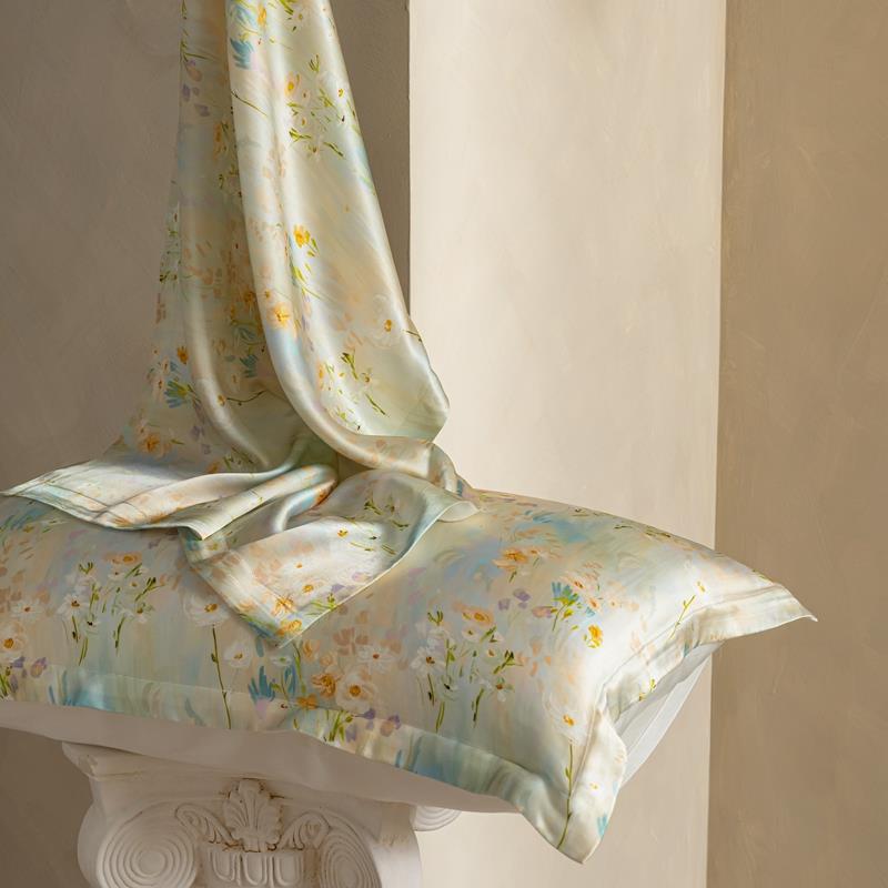 数码花40米真丝印枕0套姆10%桑蚕丝DLE枕头套丝绸美容单人枕芯套