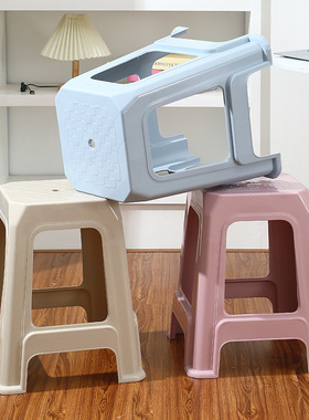 【10个装】加厚版塑料凳子家用可叠放成人高凳简约客厅餐椅子方凳