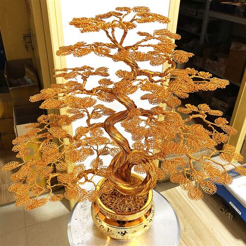 铝丝线手工发财树金色铜丝软铁丝编织工艺品摇钱树幼儿园环创