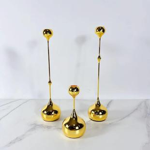 北欧意金属水滴台摆件简约板房客厅样创艺术6165软烛装饰品