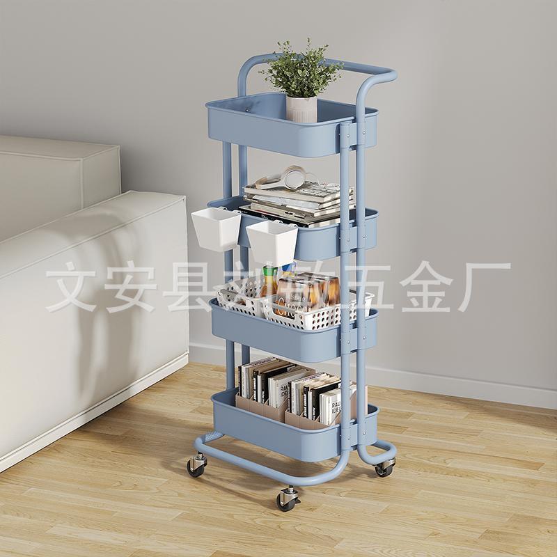 动移小推车置架卧可室客厅储物架家用厨房收纳架蔬菜物4层调料架