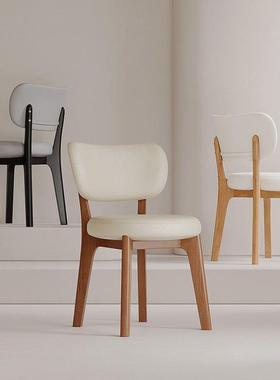 北欧实木靠厂背椅现用代简轻约52467意式奢餐凳家酒店餐厅椅子一