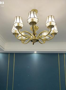 美式客厅卧室灯间欧别墅大气小麦吊卧室房灯复式楼大D1052厅中式