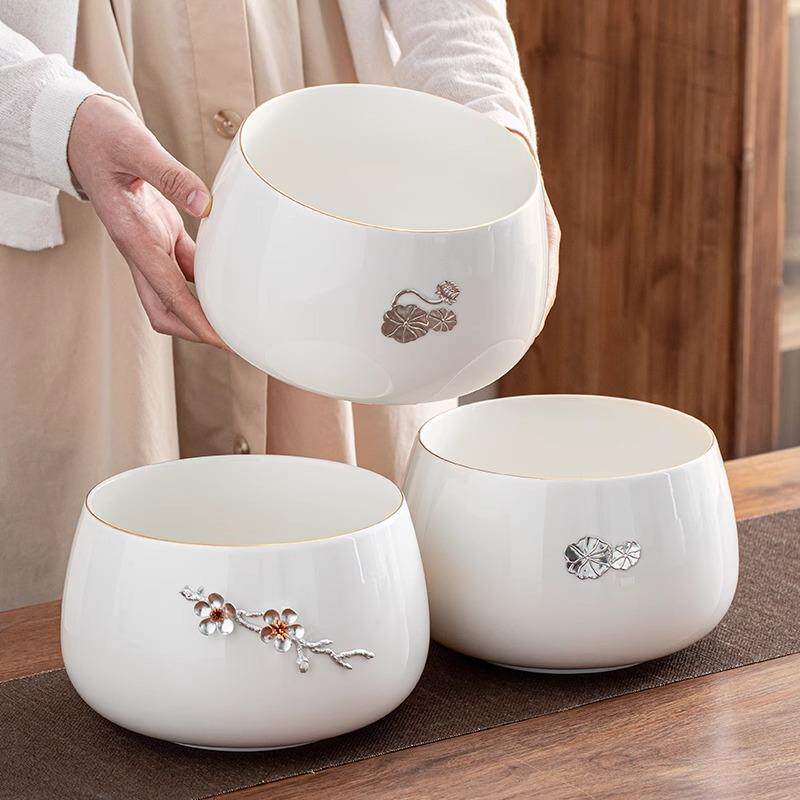 闽白瓷大茶洗家政用特号茶渣缸水容盂杯洗大量废水缸收mz-00003纳