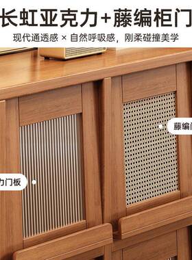实木书柜收纳EVJ格子柜沙水发柜餐边茶柜家防尘用储物柜矮一体置