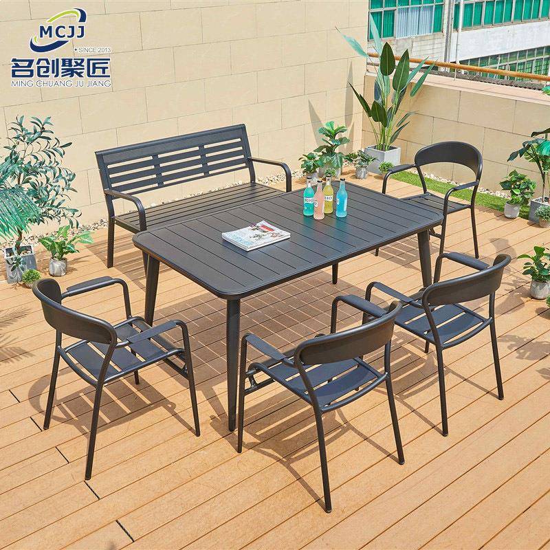 户外铁70784艺椅套装庭墅小院区休别闲彩桌色加长方形欧式桌椅绿