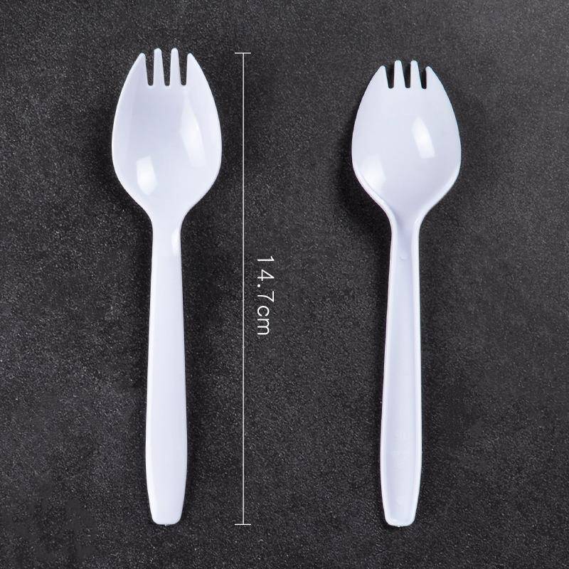 一次叉0勺透明白色塑料叉甜品水果勺蛋糕叉性勺糖水店布丁勺10MIN