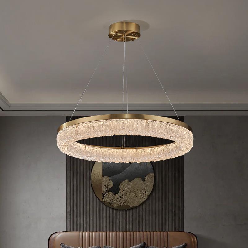 全铜轻奢厅吊灯现代821简约卧室北欧餐圆厅形别墅挑空客山中树脂