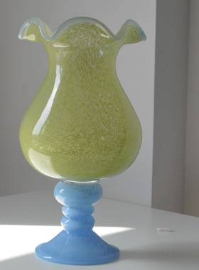 出口粉色法式复古高脚级铃兰LHD风灯花器瓶中古璃高玻璃琉花插花