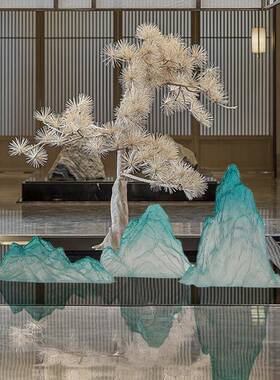 代现塑轻奢树脂摆件透明山装饰雕假酒18店售楼处样板间桌面工艺术