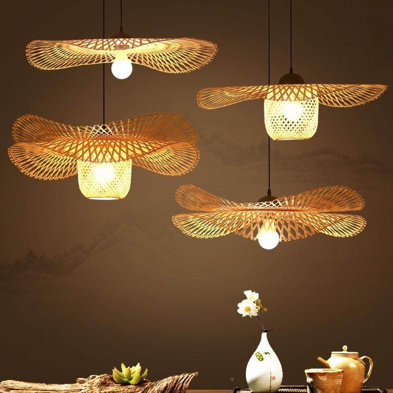 竹编日式创意艺术多534荷头装饰饭叶餐中厅式店茶室大厅古典片片,家装灯饰光源,智能吊灯,淘宝优惠券,粉丝福利购,淘宝优惠卷