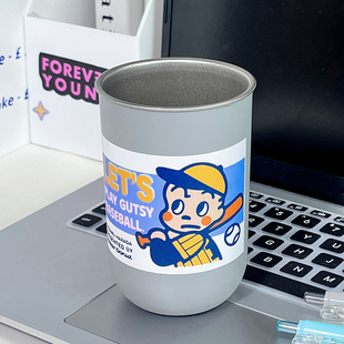 男孩女孩款桌面笔筒大容量简约卡通少女心不锈钢笔筒高颜值收纳桶