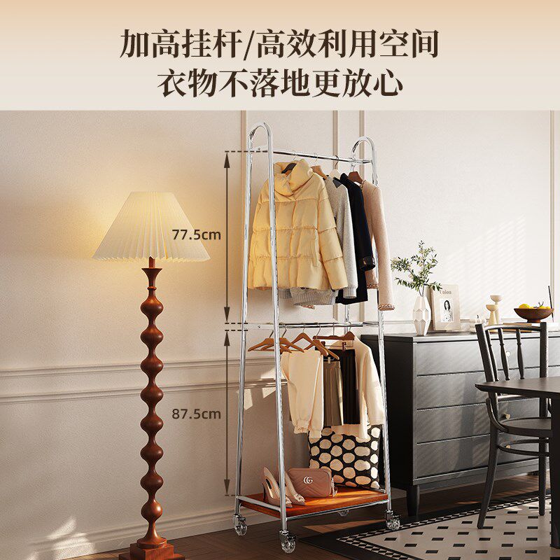 复古服装店展示架落地式带轮中岛衣架可移动女装挂衣杆铁艺龙门架