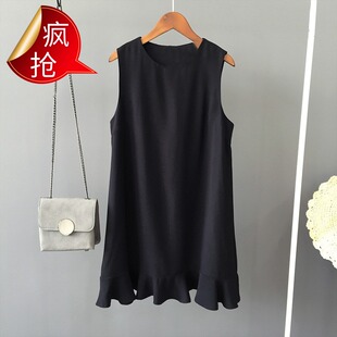 鱼尾裙女显瘦裙 荷叶边连衣裙宽松背心裙直筒无袖 2020夏季 新款