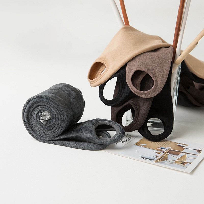 春秋季女加薄绒加厚健美裤脚登纯棉打底裤袜子内外穿环形踩脚裤袜