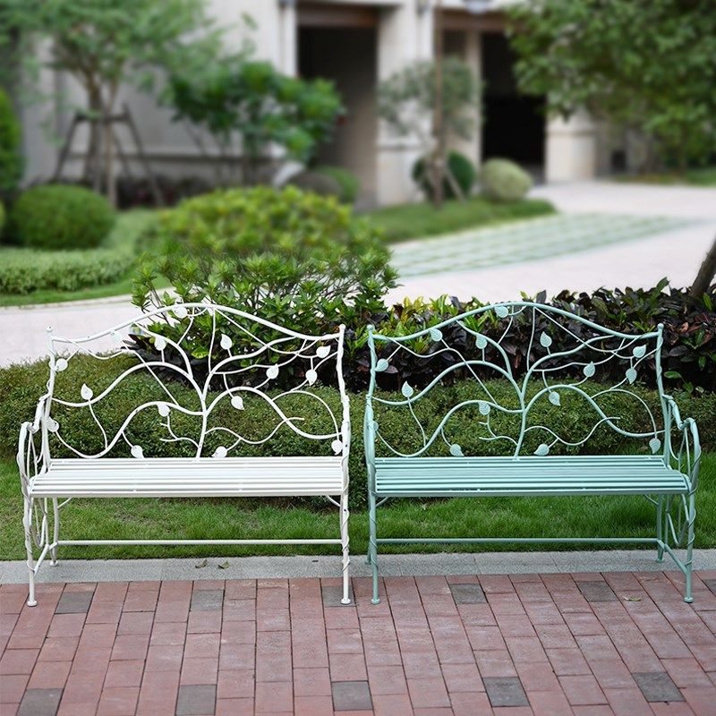 欧式铁艺休闲长椅阳台双人椅花园别墅单人靠背椅户外长桌防水防锈