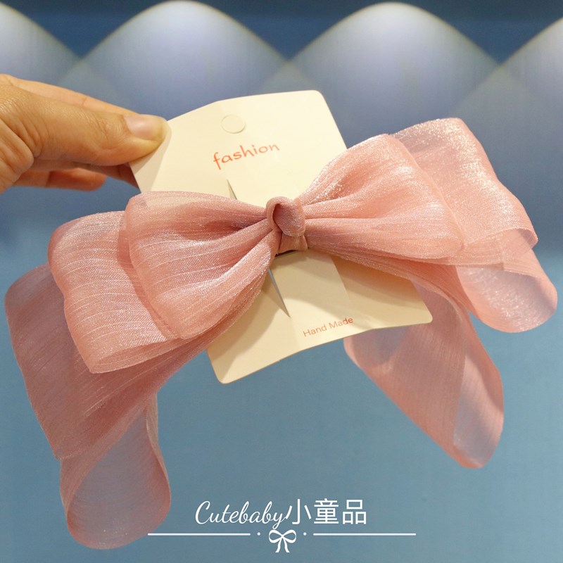 可爱公主仙美网纱立体高颅顶大蝴蝶结发夹儿童表演发卡女孩头饰韩