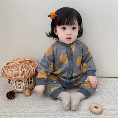 韩国婴儿衣服秋冬装连体衣宝宝睡衣棉质打底衣长袖爬服春秋可外穿