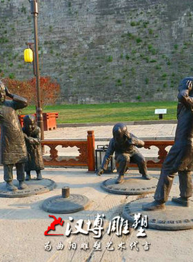 玻璃钢仿铜陕北民俗扭秧歌雕塑铸铜人物雕塑铜雕民俗民风人物雕像