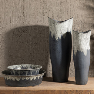 满天星花瓶大简约仿古花瓶陶瓷中式家居装饰波浪口花瓶