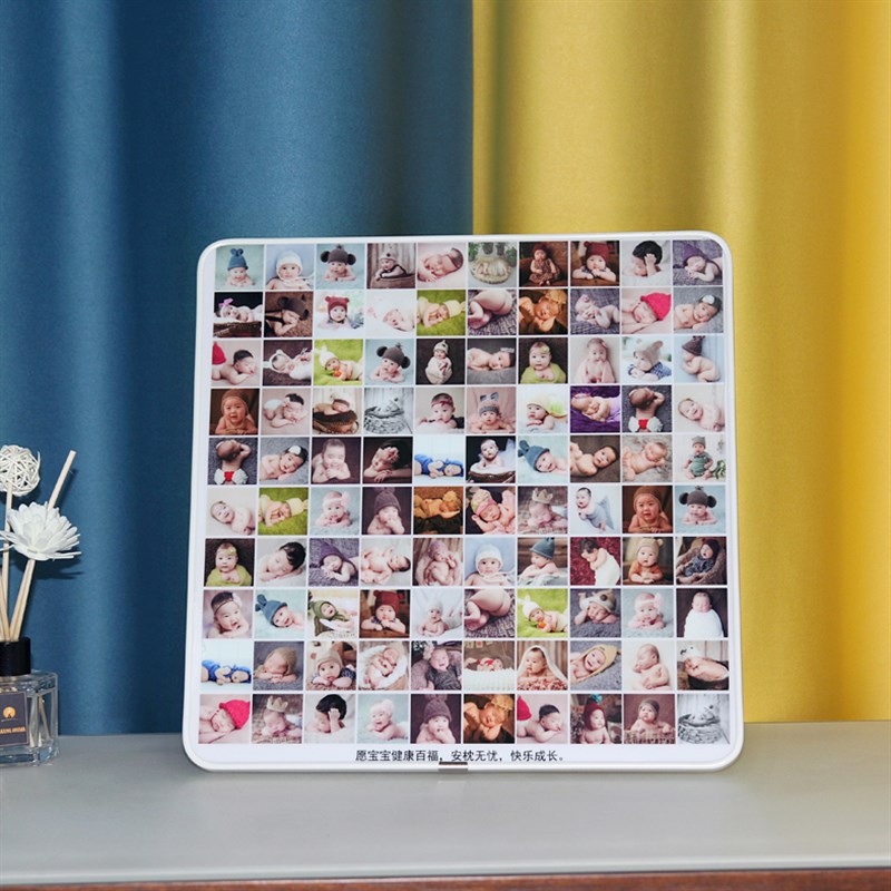 宝宝百睡图相框定制百岁图设计制作百天纪念周岁生日礼物百张照片