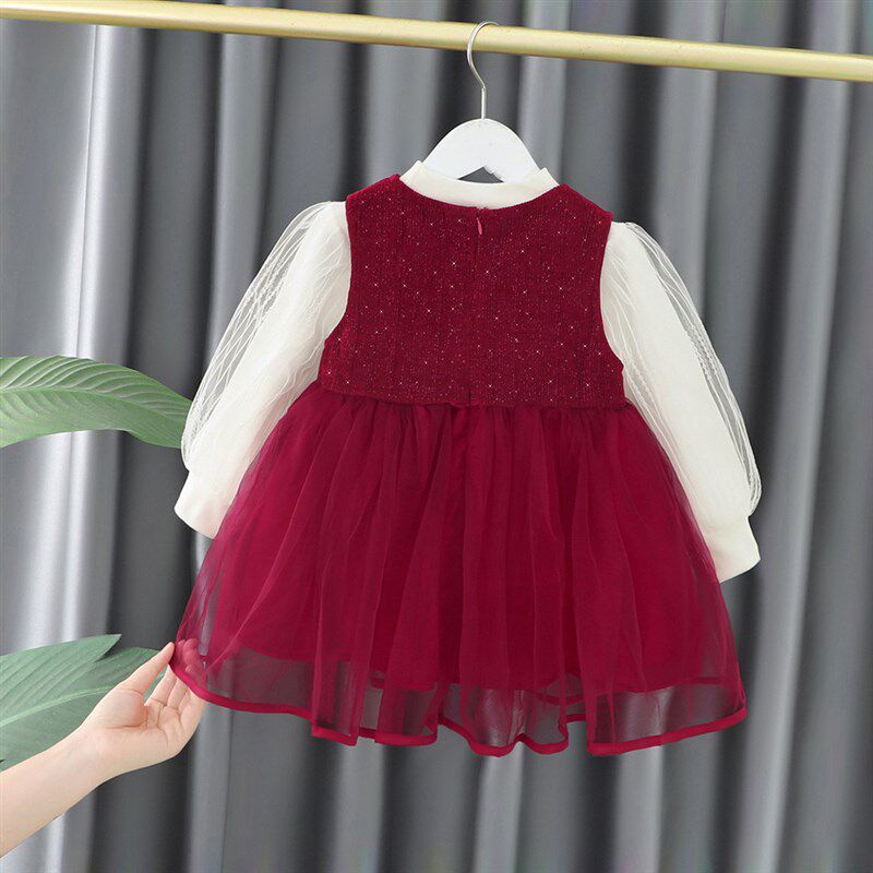 女童冬装连衣裙秋冬季加绒儿童公主裙婴儿裙子冬款周岁礼服女宝宝