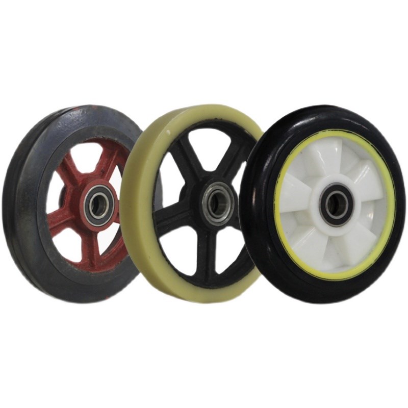 8寸10寸12寸实心轮重型铁芯轮子尼龙橡胶静音单轮推车老虎车脚轮