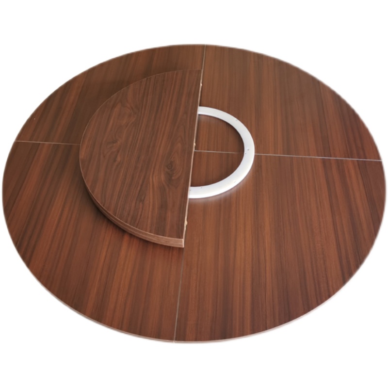 四分折叠圆桌面台面4折叠式带转盘面板餐桌圆形家用大圆桌15/20人