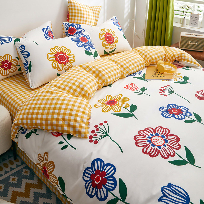 牛油果绿色四件套全棉纯棉床单被套清新绿一1米8八床上用品三件套