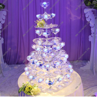 新款五层三角形香槟塔婚庆道具亚克力酒塔架香槟杯塔婚庆酒店布置