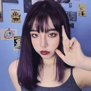 主播假发女夏短发中长发碎骨发莓紫色短直发彩色潮女团网红jk发套