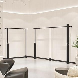 服装店展示架上墙陈列架哑光黑男女装店挂衣架创意不锈钢侧挂货架