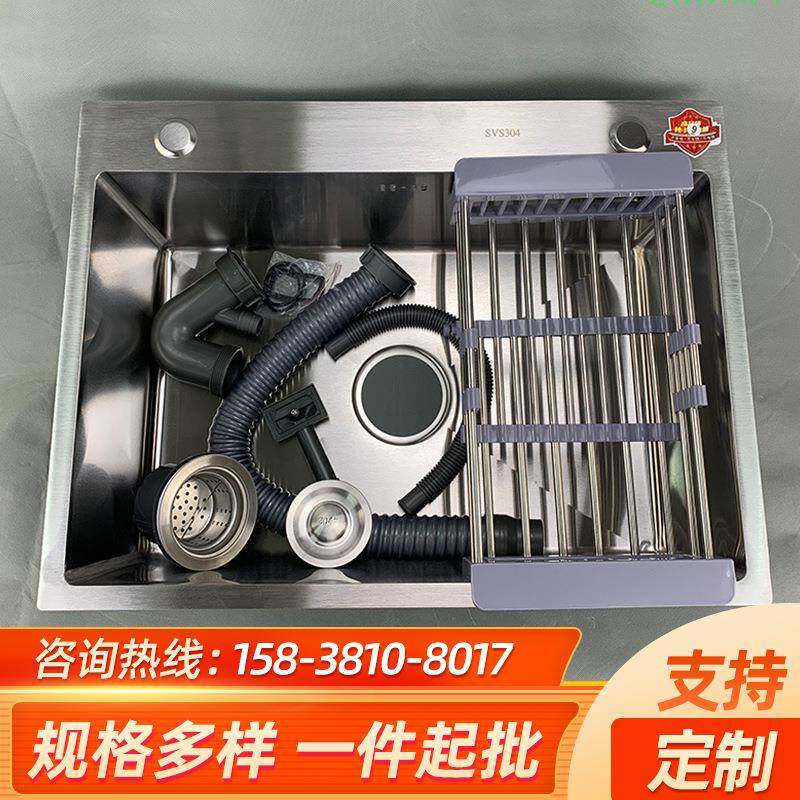 品质不锈钢拉丝水槽单盆加厚家用厨房通用水盆工地商用手工盆