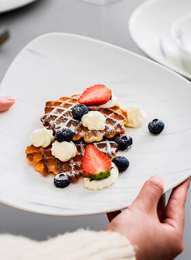 盘装菜盘家用碟子高级感陶日式创56565意子轻奢酒店餐具风大理石