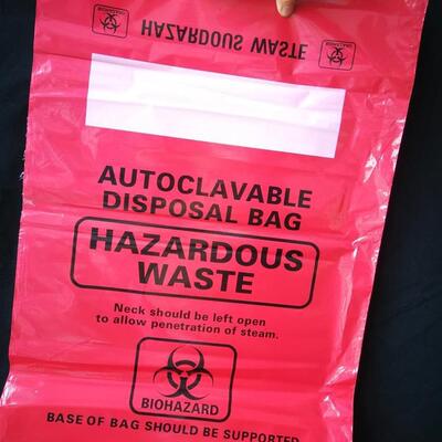 ASONE红色高温灭菌袋，BIOHAZARD生物样品袋