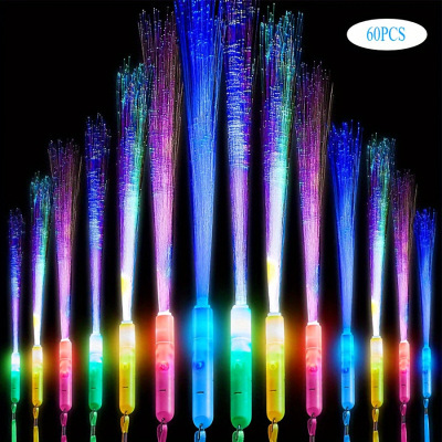 跨境FiberOpticGlowStickGlitterWandWith3Flashing